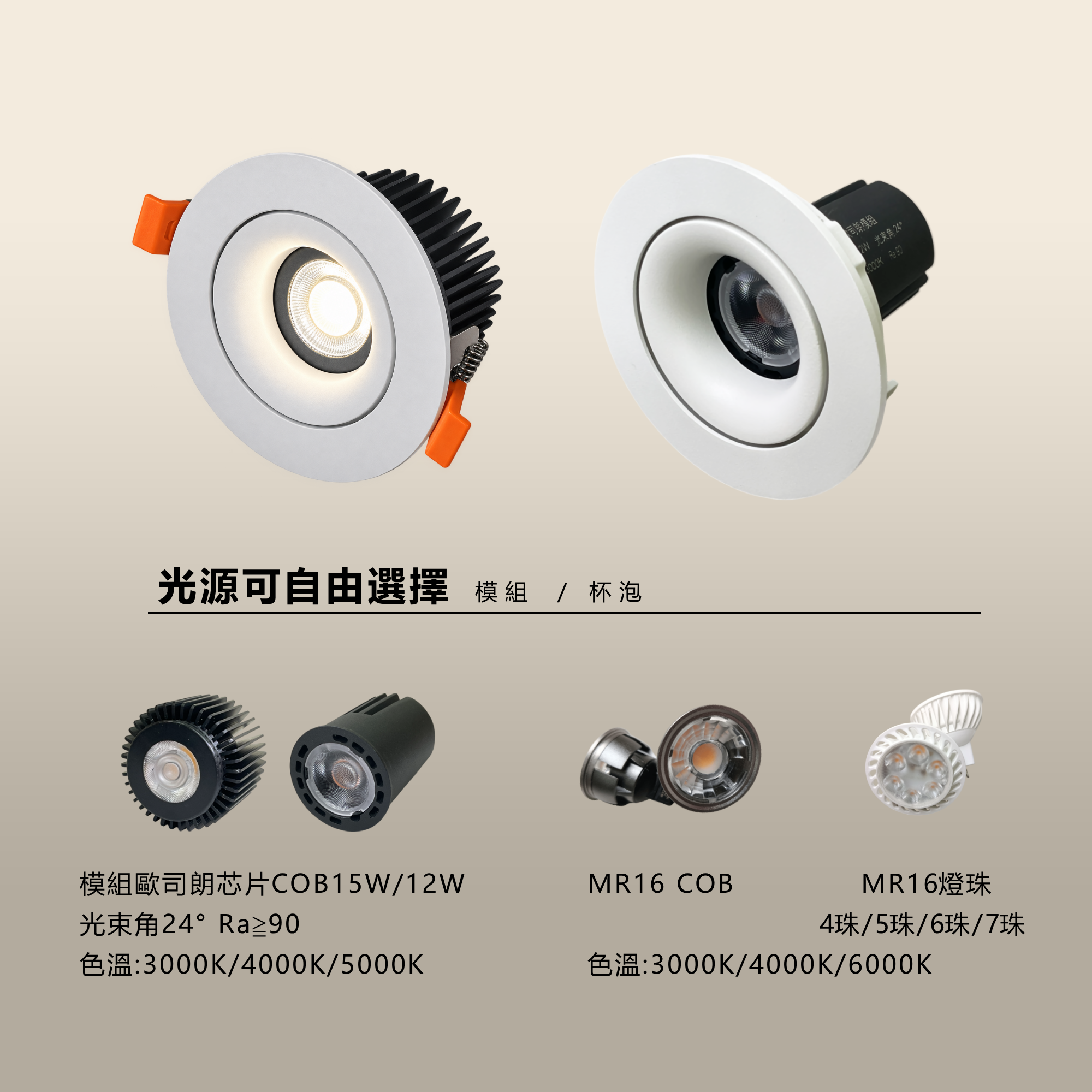 歐怕弧面崁燈LED9.5cm嵌孔｜光源多元組搭